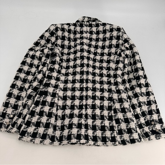 ZARA Houndstooth Checkered Blazer Black White Medium - Picture 6 of 8